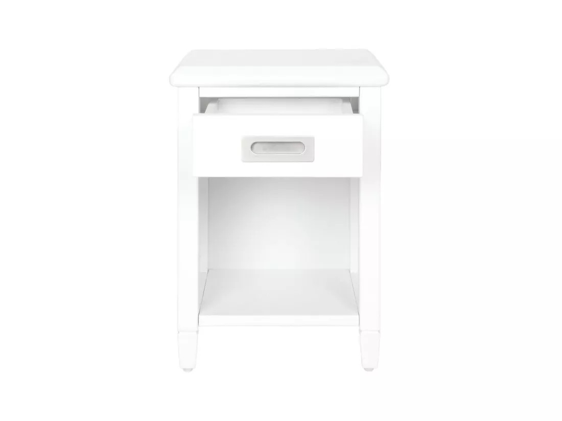 Lot de 2 tables de chevet - 1 tiroir et 1 niche - Pin - Blanc - GUERANDE