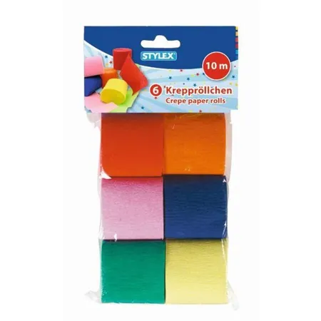 Stylex Deko Krepp Papier, 6 Rollen je 10 m