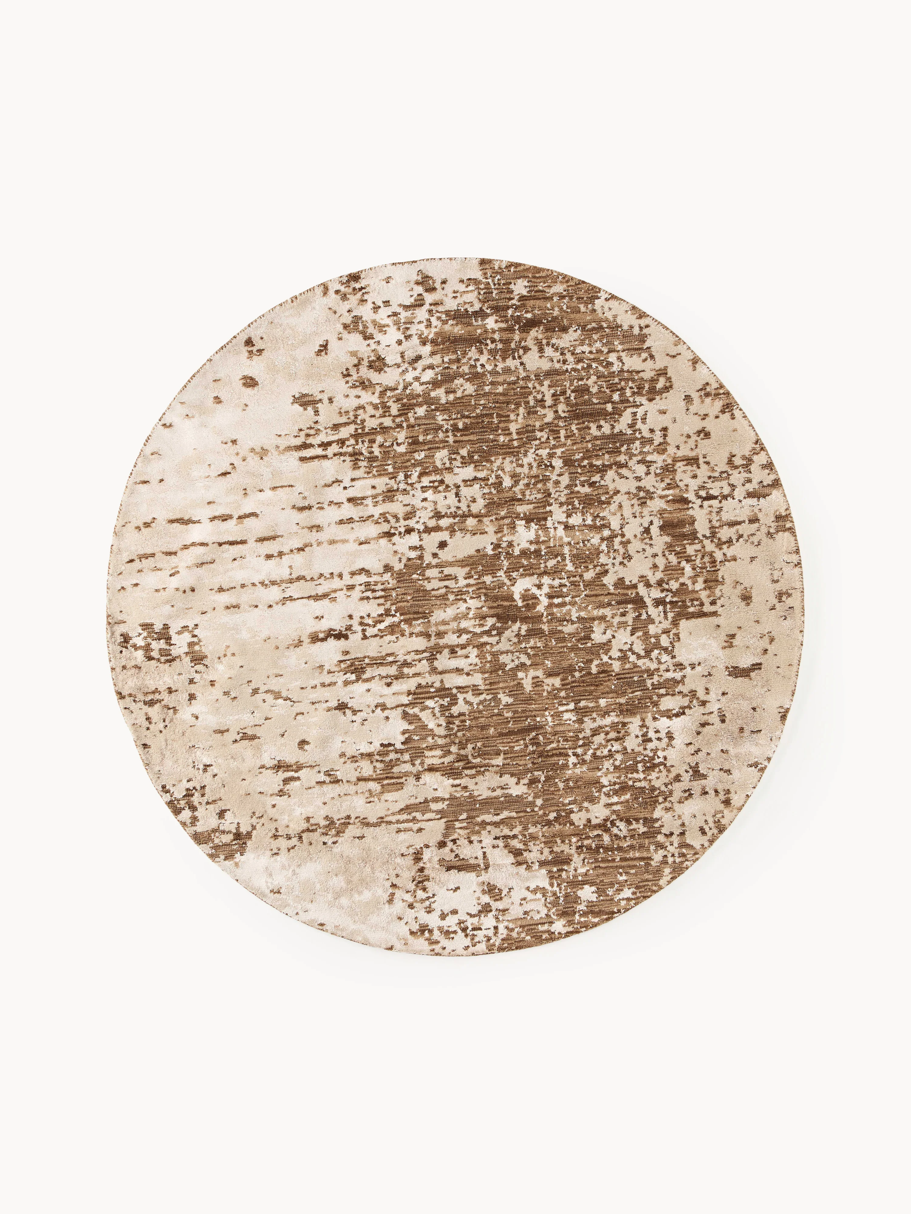 Rond wollen vloerkleed Cynthia met abstract patroon, handgeweven