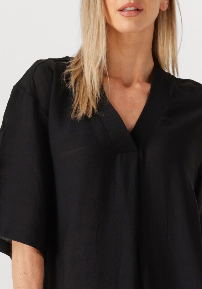 zwarte co'couture midi jurk caryncc pleat tunic dress