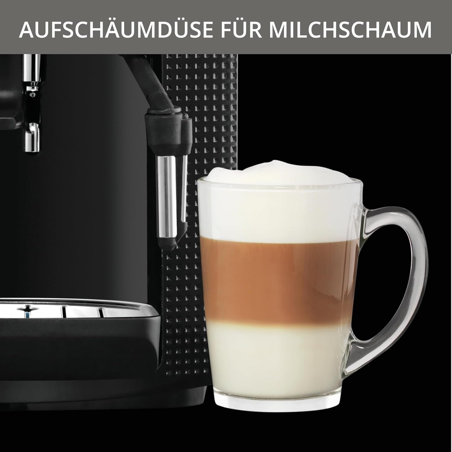 KRUPS Arabica Picto Kaffeevollautomat, kompaktes Design, einfache Bedienung, intuitiv einstellbarer Drehregler, Milchschaumdüse, 2-Tassen-Funktion, Kaffeemaschine, Schwarz, EA810870