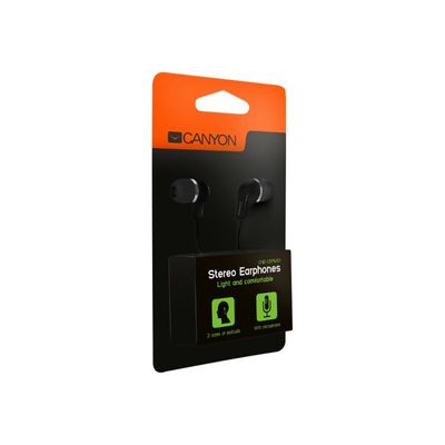 CANYON Kit main libre - Ecouteurs filaire avec micro - intra-auriculaire - noir
