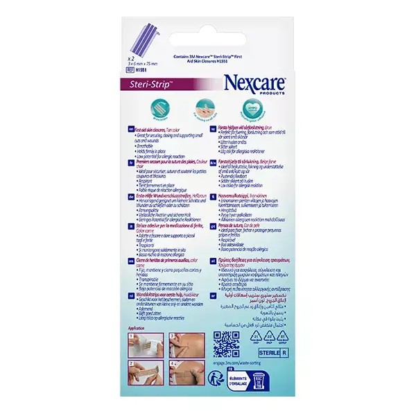 Nexcare™ Steri-Strip™ Suturas para Pele Bege 6 mm x 75 mm Pacote com 6