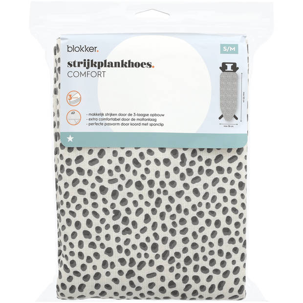 Blokker Strijkplankhoes Comfort - S/M - 122x38 cm - Dots