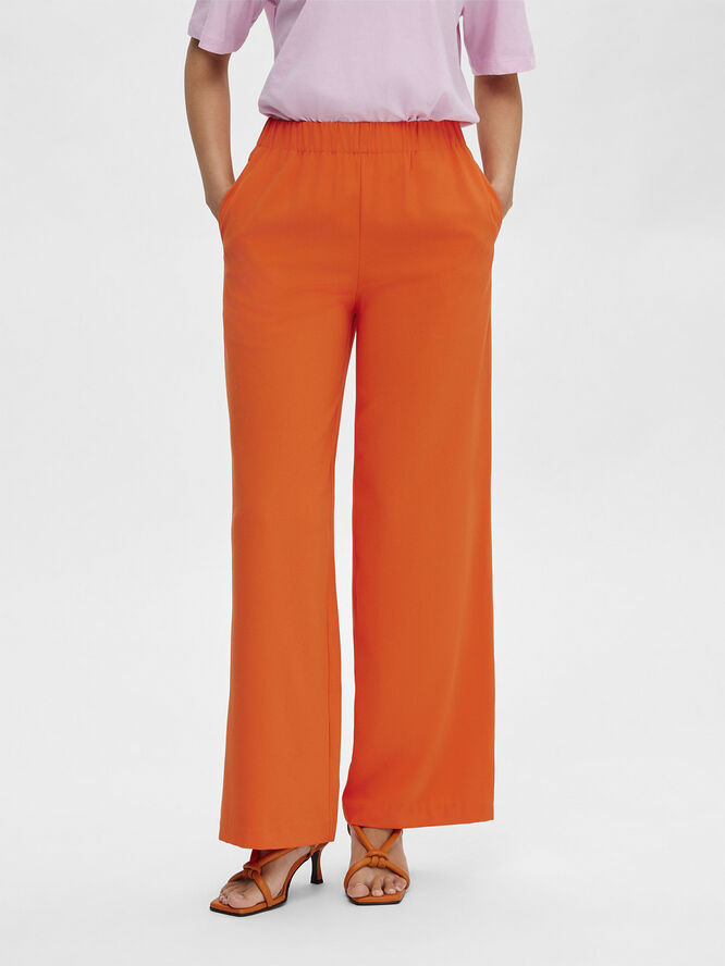 Selected Femme SLFTINNI-RELAXED MW WIDE PANT N NOO Orangeade