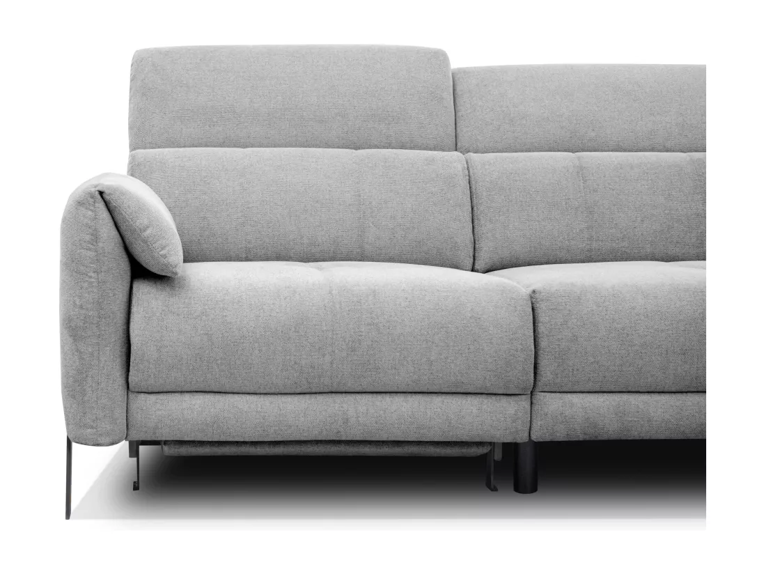 Canapé d'angle 5 places avec un relax électrique tissu gris - SCALA