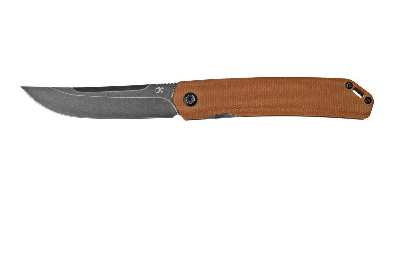 Kansept Hazakura T1019C5 Brown Micarta zakmes, Max Tkachuk design