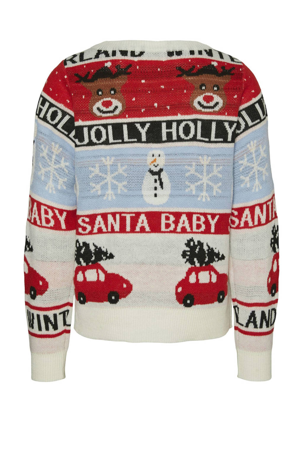 VERO MODA GIRL gebreide kersttrui offwhite/rood/blauw