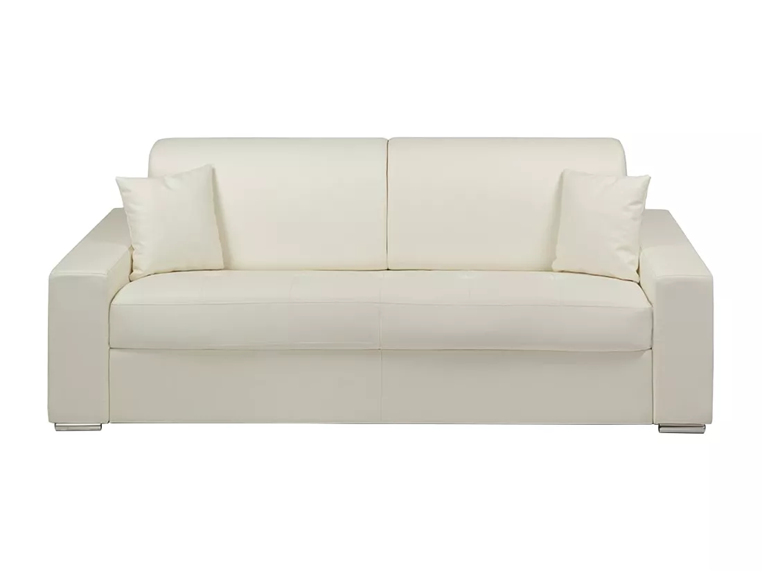 Canapé 4 places convertible express en simili EMIR - Blanc - Couchage 160 cm - Matelas 14 cm