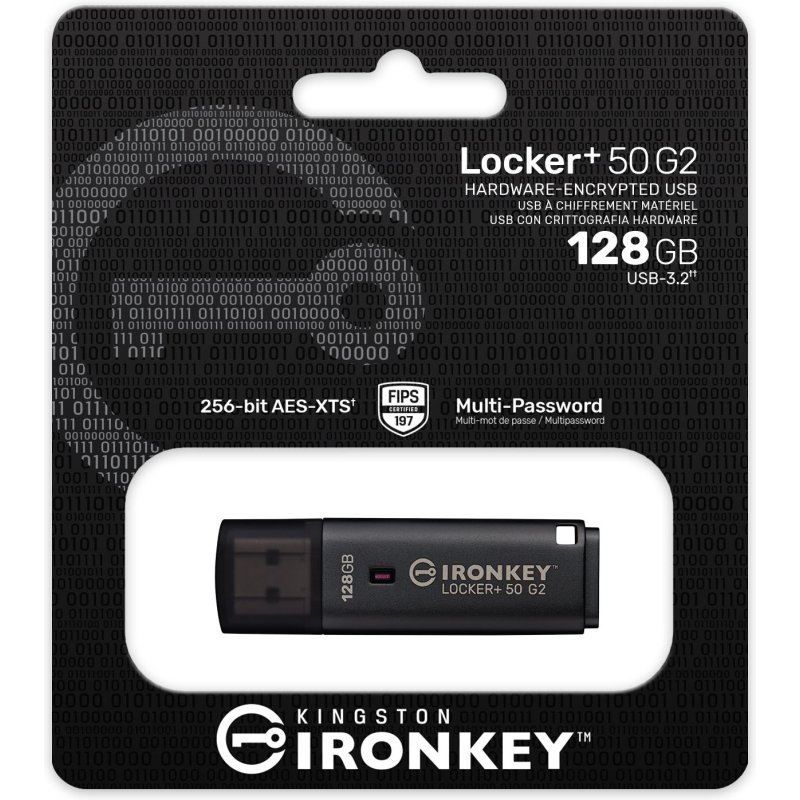 Kingston Technology IronKey 128 Go Locker Plus 50 G2, FIPS 197, AES-256