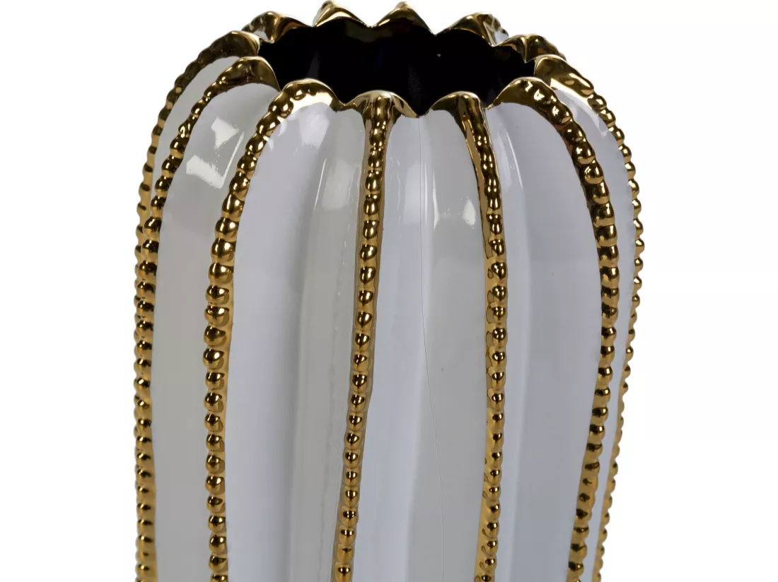 Vase Céramique -- Blanc/Doré