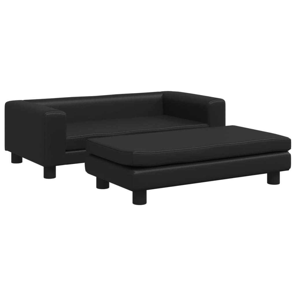 Cama para cães vidaXL com extensão, couro sintético, preta, 100x50x30 cm