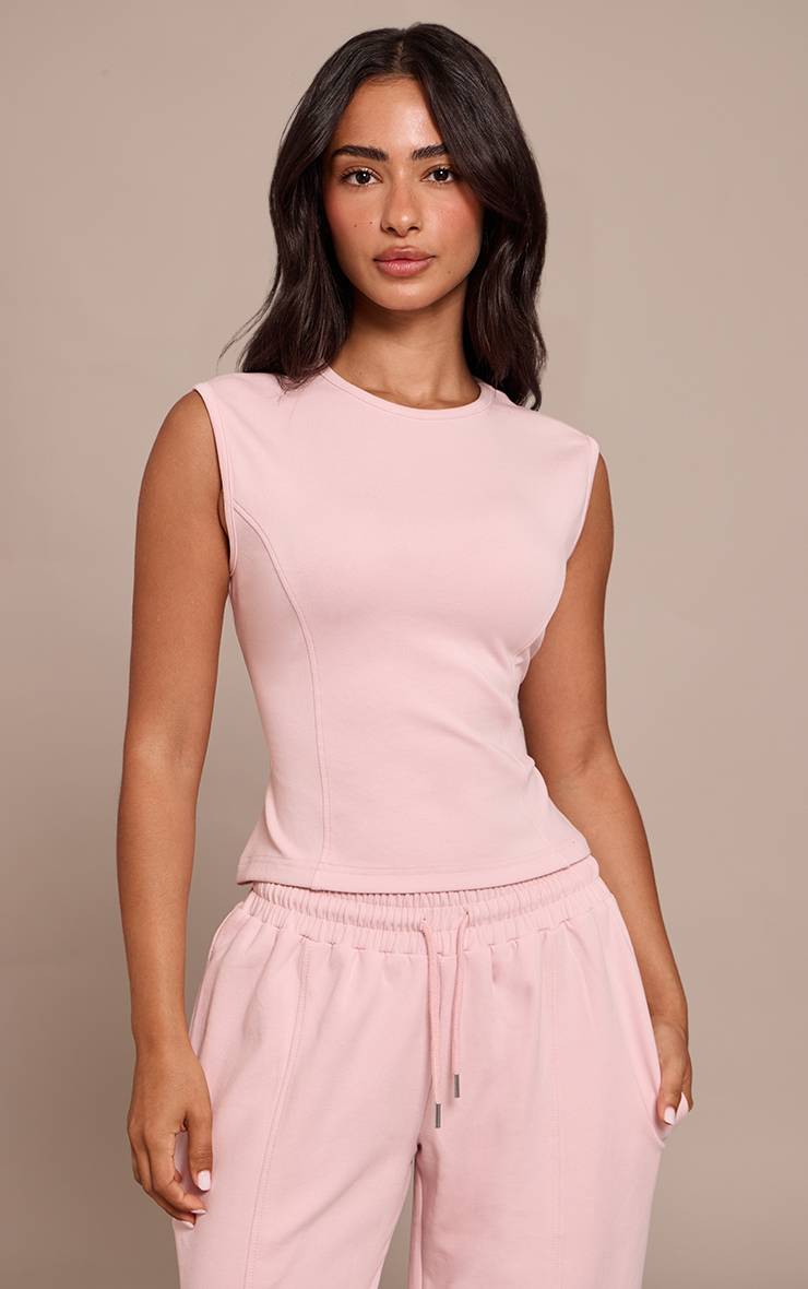 Rose Top Petite En Jersey Interlock Avec Taille Cintrée