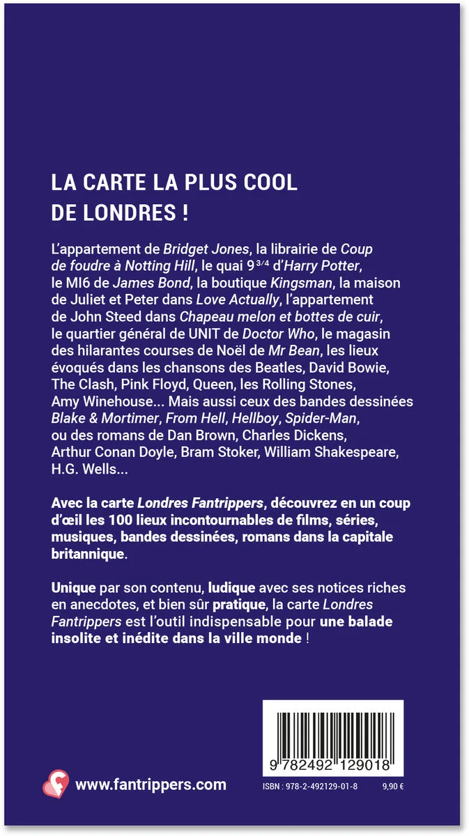 Carte de Londres des 100 lieux cultes Livres