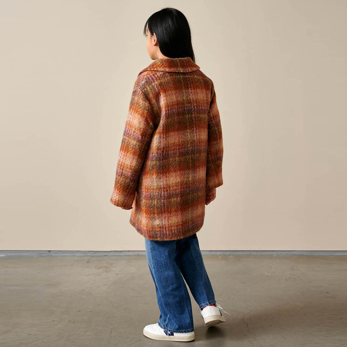 Bellerose Manteau droit Craft à carreaux rouge orangé
