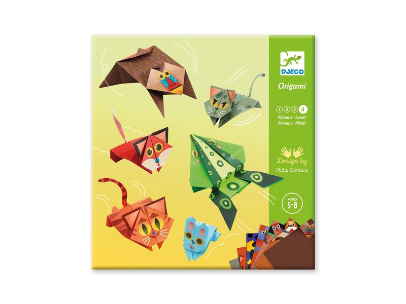 DJECO Bastelset Origami Hüpfende Tiere Kreatives Origami-Set für Kinder