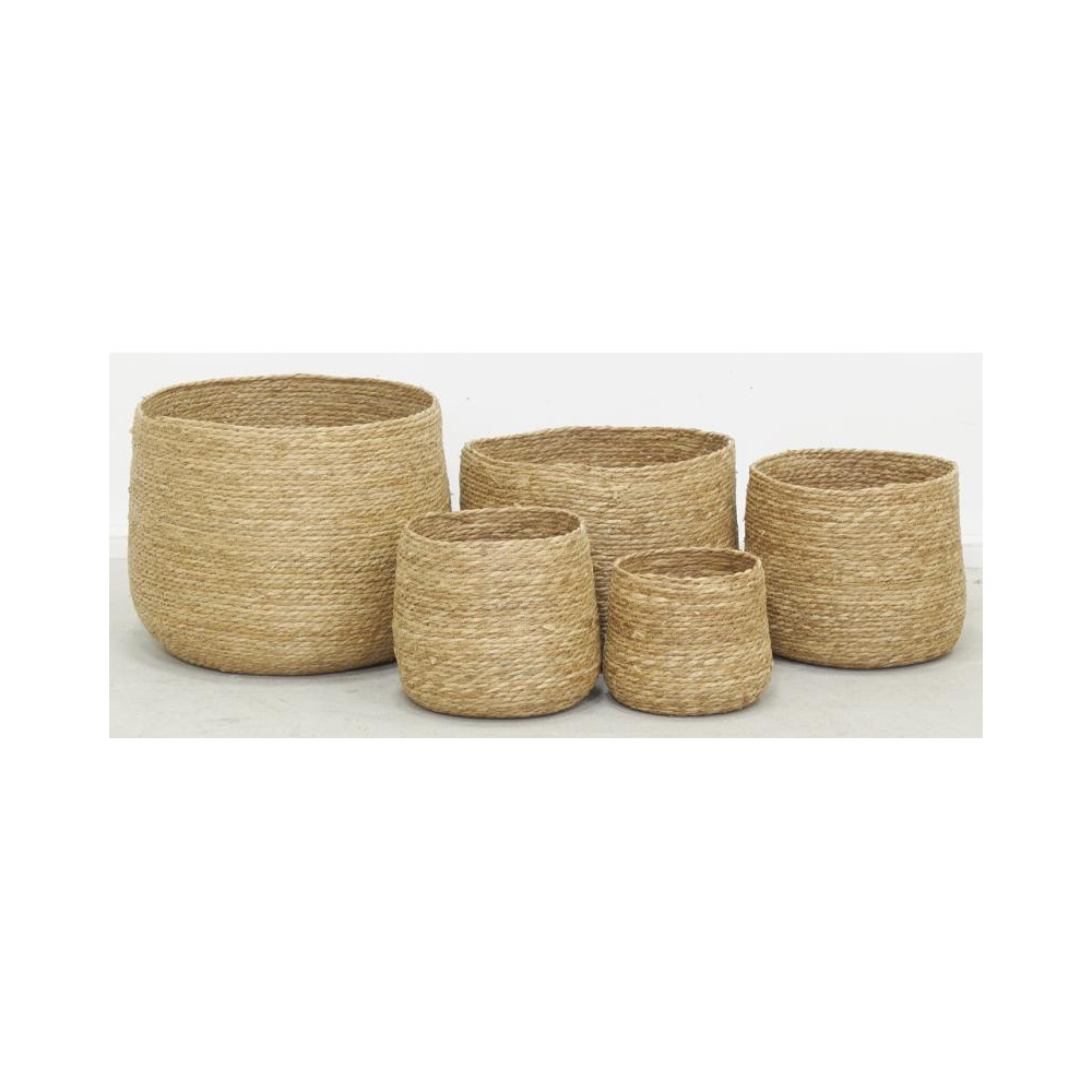 Cache-pots ronds en jonc (lot de 5)