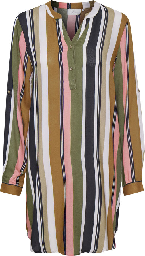 Kaffe KAmarana Shirt Dress Green / pink stripe print