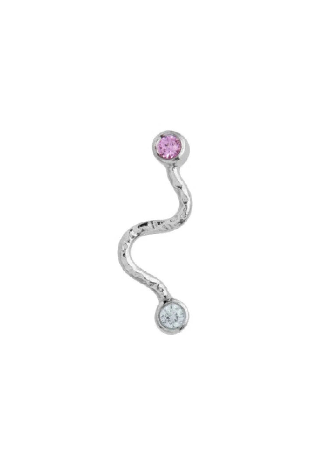Stine A Big Wave Earring With Pastel Pink & Blue Stones Silver