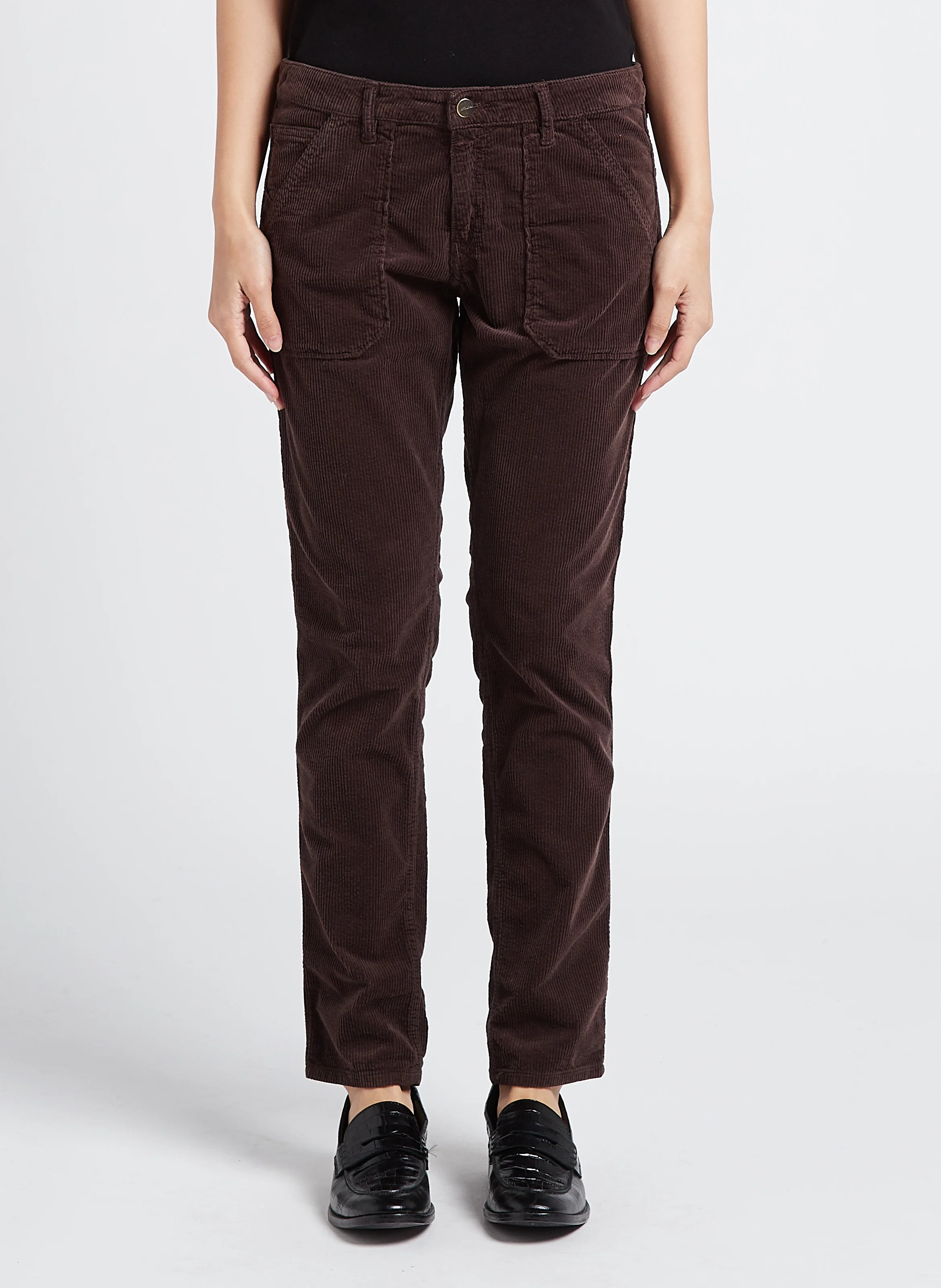 PIERCE - Pantalon slim en velours côtelé | Marron