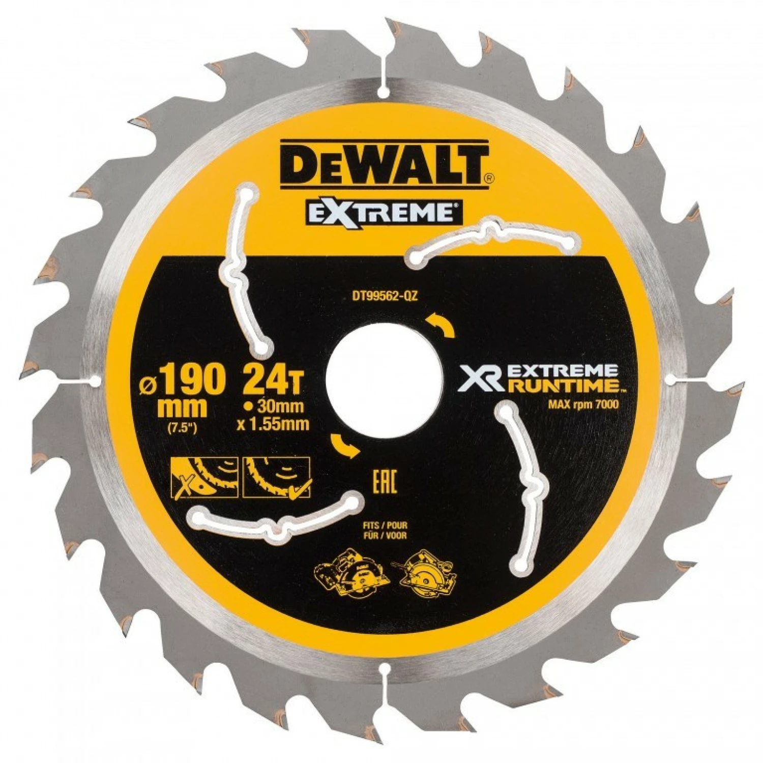 DeWALT DT99562-QZ Cirkelzaagblad - 190 x 30 x 24T - Hout