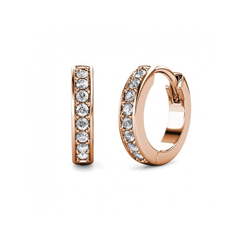Boucles d'oreilles Circle Hoop - Or Rosé et Cristal