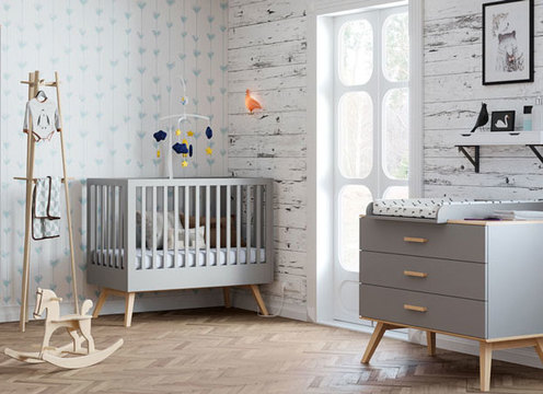 Chambre DUO NAUTIS lit 60x120 commode gris - VOX
