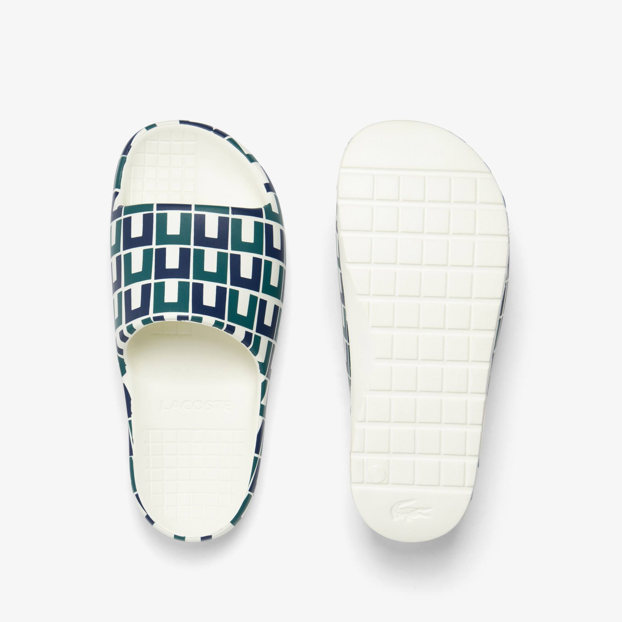Claquettes Serve Slide 2.0 homme monogrammées Claquettes & Sandales - Bleu - Lacoste - Homme