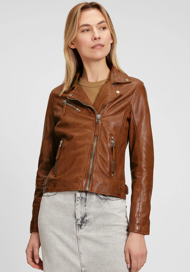 Mauritius Lederjacke »MWPaige« im Biker-Style asymetrischem Reissverschluss, Reverskragen