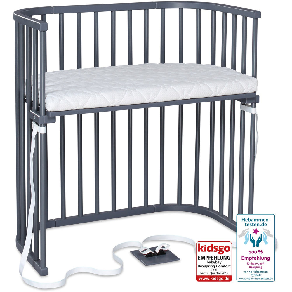 Køb babybay® Bedside Crib Grå Varnished Boxspring Co-Sleeper Babyseng