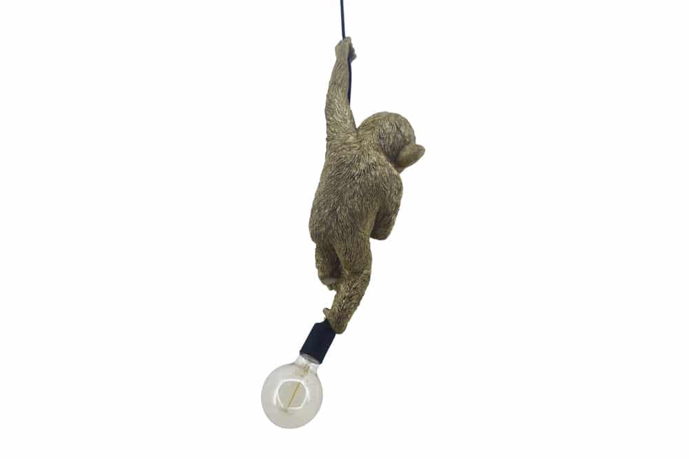 Moderne Hängelampe MONKEY 55cm gold Affen-Skulptur handmade