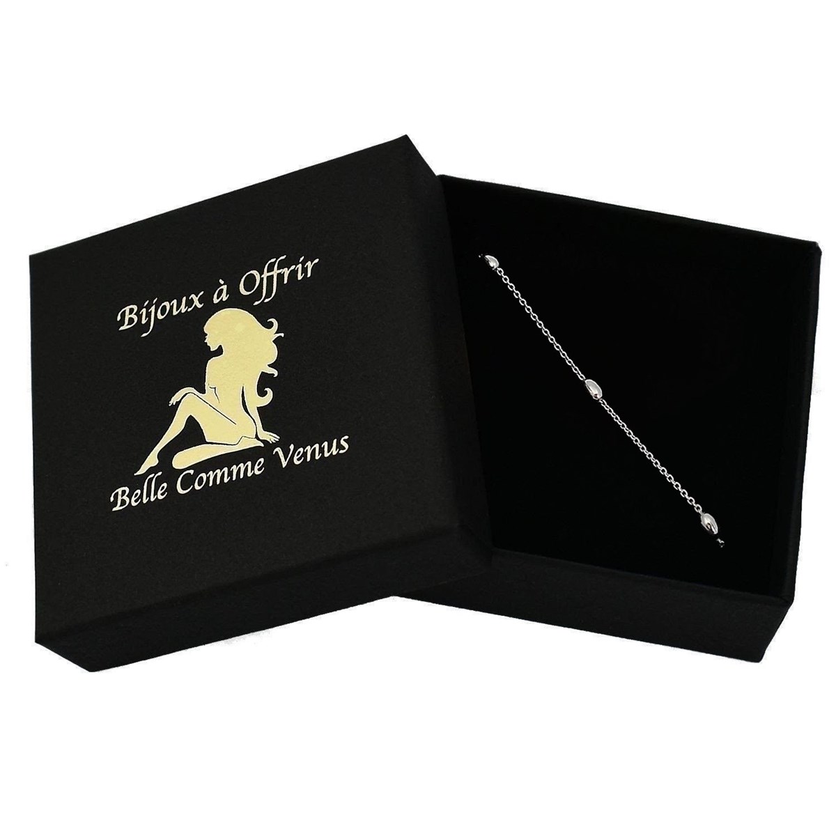 Bracelet suite de 5 billes ovales Argent 925 Rhodié