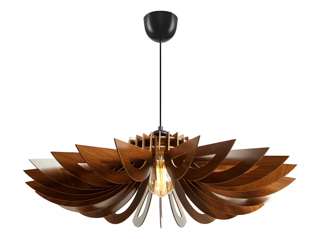 Suspension ajourée en MDF - D. 68 x H. 50 cm - Coloris noyer - FARITA