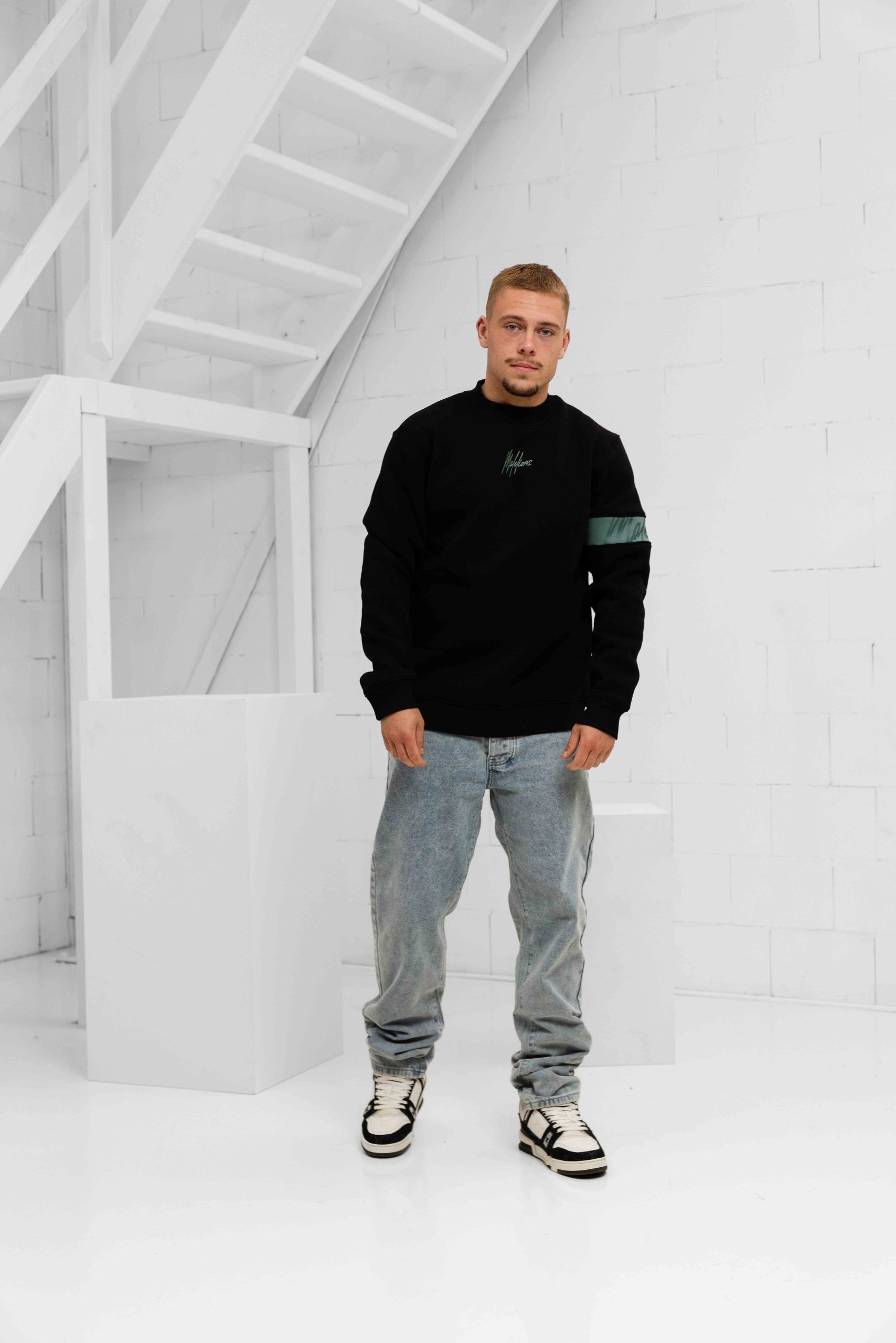 Malelions Captain Sweater Heren Zwart/Lichtblauw
