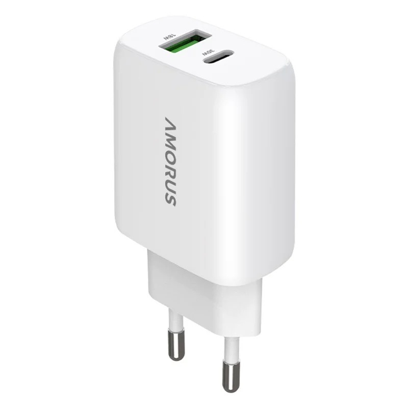 (30W) USB C / USB A GaN Ladegerät Netzteil Power Delivery 3.0 Quick Charge 4.0  - Weiss