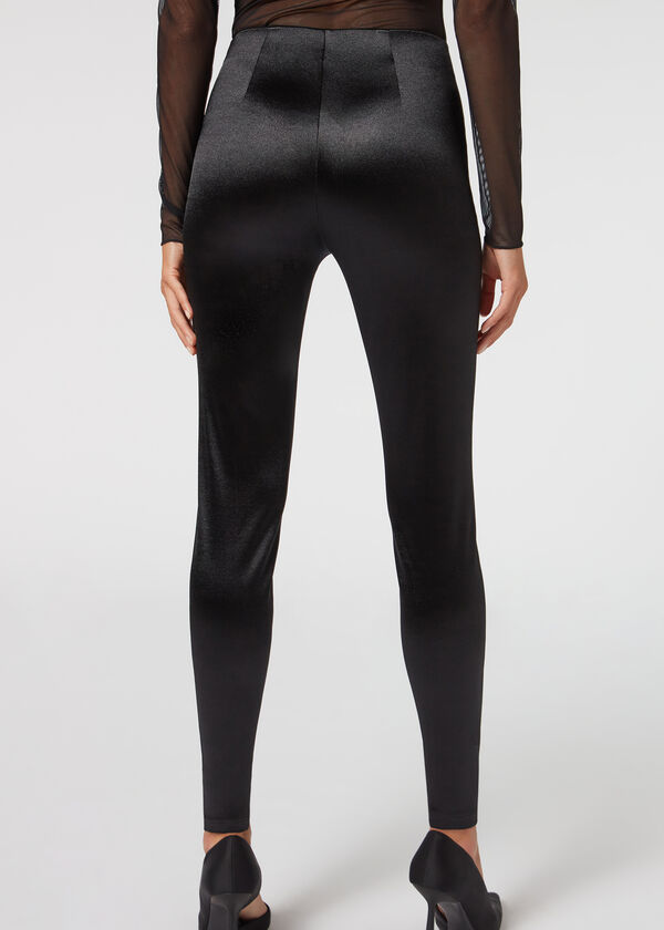 Leggings skinny de cetim