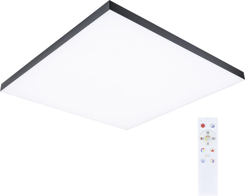 Frameloos dimbaar LED-paneel, 38,5 W, 2820 lm, 2700-6500 K, 59,5 x 59,5 cm, zwart, met afstandsbediening en nachtlampfunctie