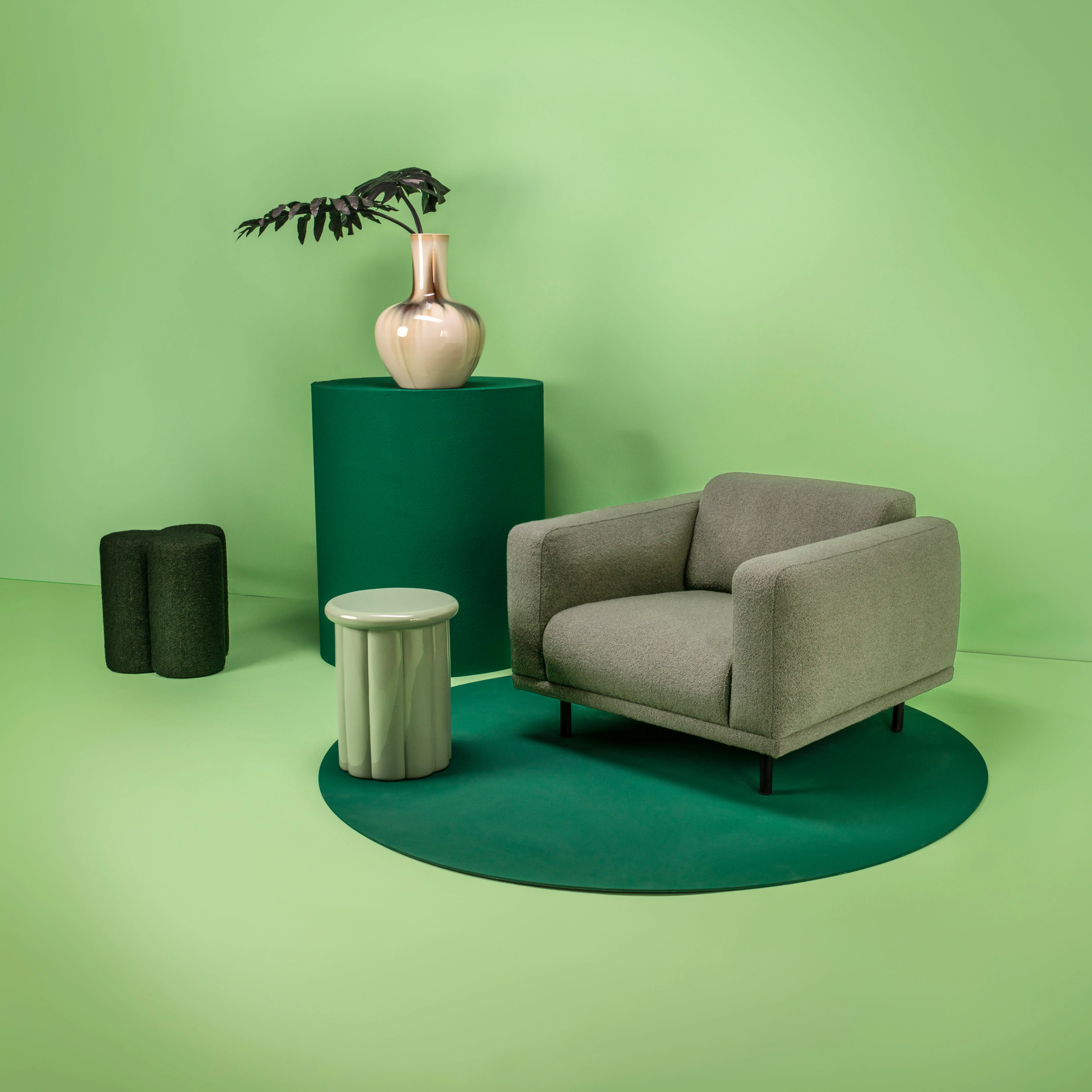 CLOVER - Pouf tissu | Vert
