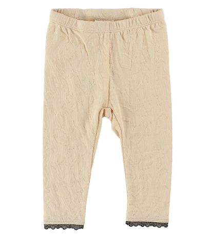 En Fant Leggings - Heller Pfirsich m. Lochmuster
