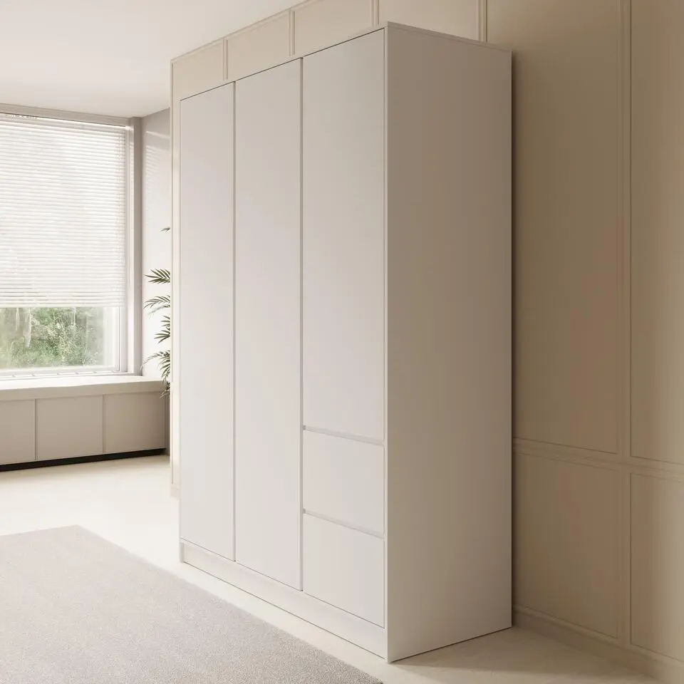 Meubella - Kledingkast Brett - Wit - 147 cm