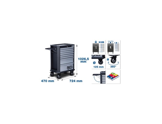 BGS TECHNIC - Servante d'atelier 8 tiroirs bgs - 229 outils - 4007