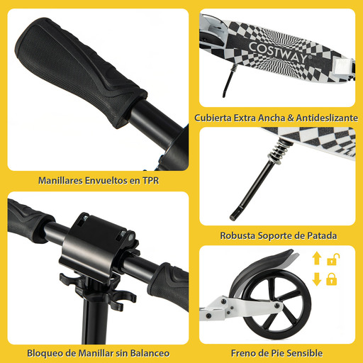 Patinete dobrável com manilha ajustável Costway