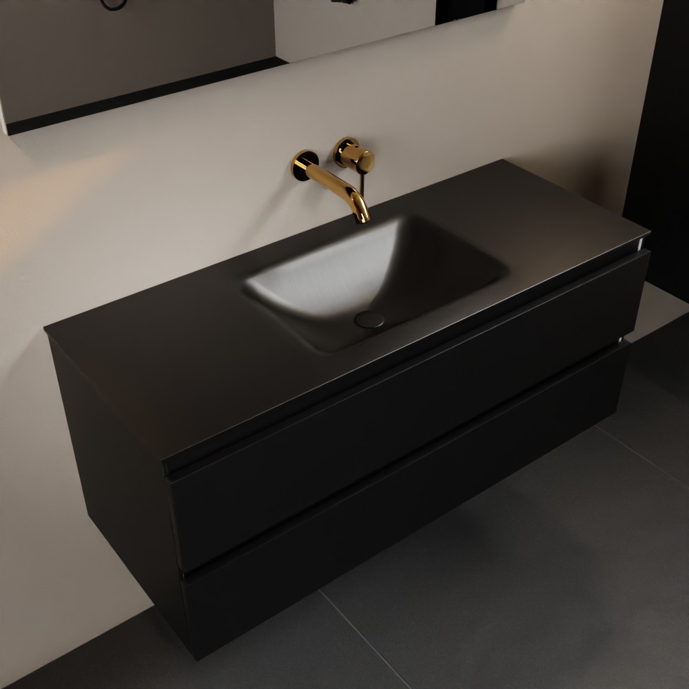 SCHADEMODEL: Mondiaz Aivy badmeubel 120cm urban met wastafel solid surface urban midden zonder kraangat