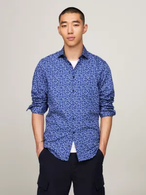 Camisa de veludo cotelê slim com estampa floral miúda
