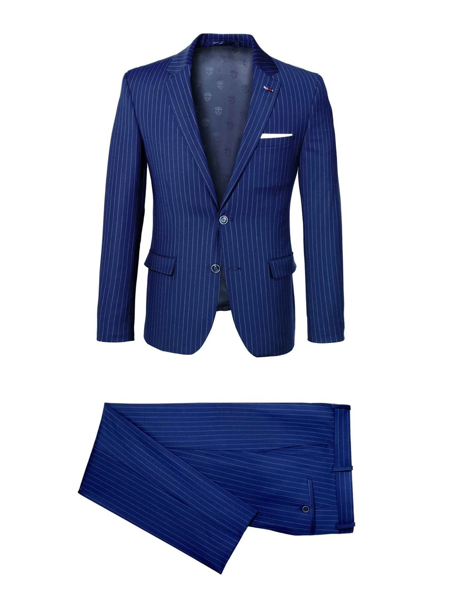 Costume bleu fines rayures