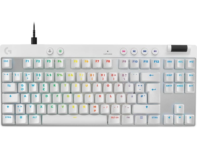 Logitech Gaming-Tastatur Pro X TKL Rapid Weiss Kabelgebundene Gaming-Tastatur ohne Ziffernblock mit analogen Switsches
