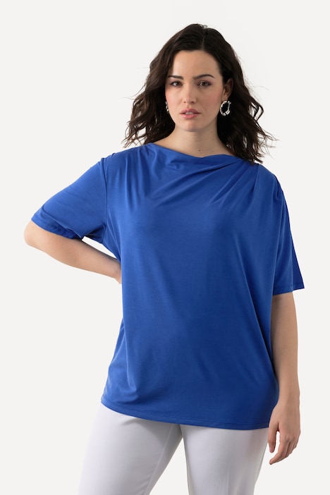 T-Shirt, Lyocell, Wasserfall-Ausschnitt, Halbarm