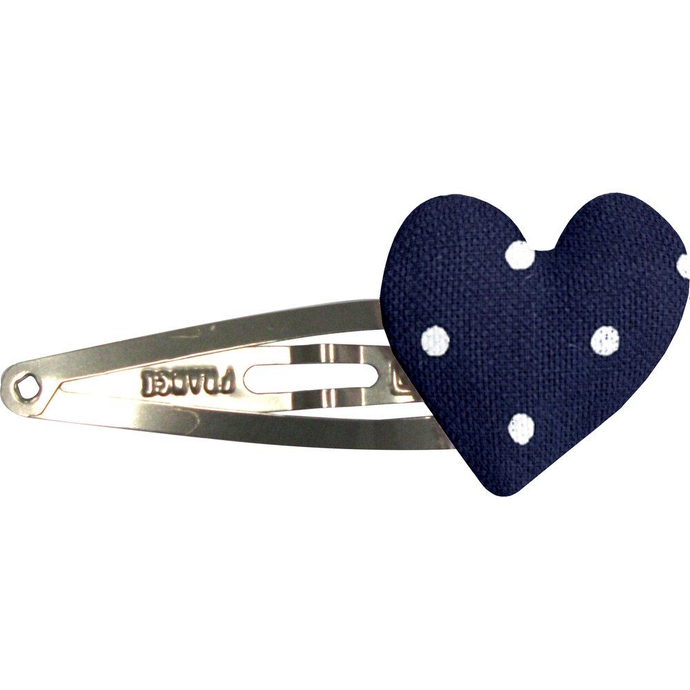 Barrette Clic-Clac Cœur Pois Marine