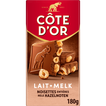 Côte d'Or Bloc Chocoladereep Melk Hele Hazelnoten 180g