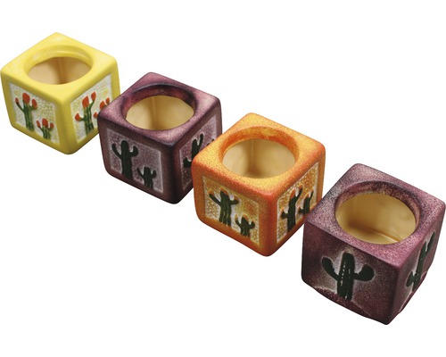 Keramische cactusbloempot, 5,5x5,5x7,5 cm, willekeurige selectie van kleuren en patronen